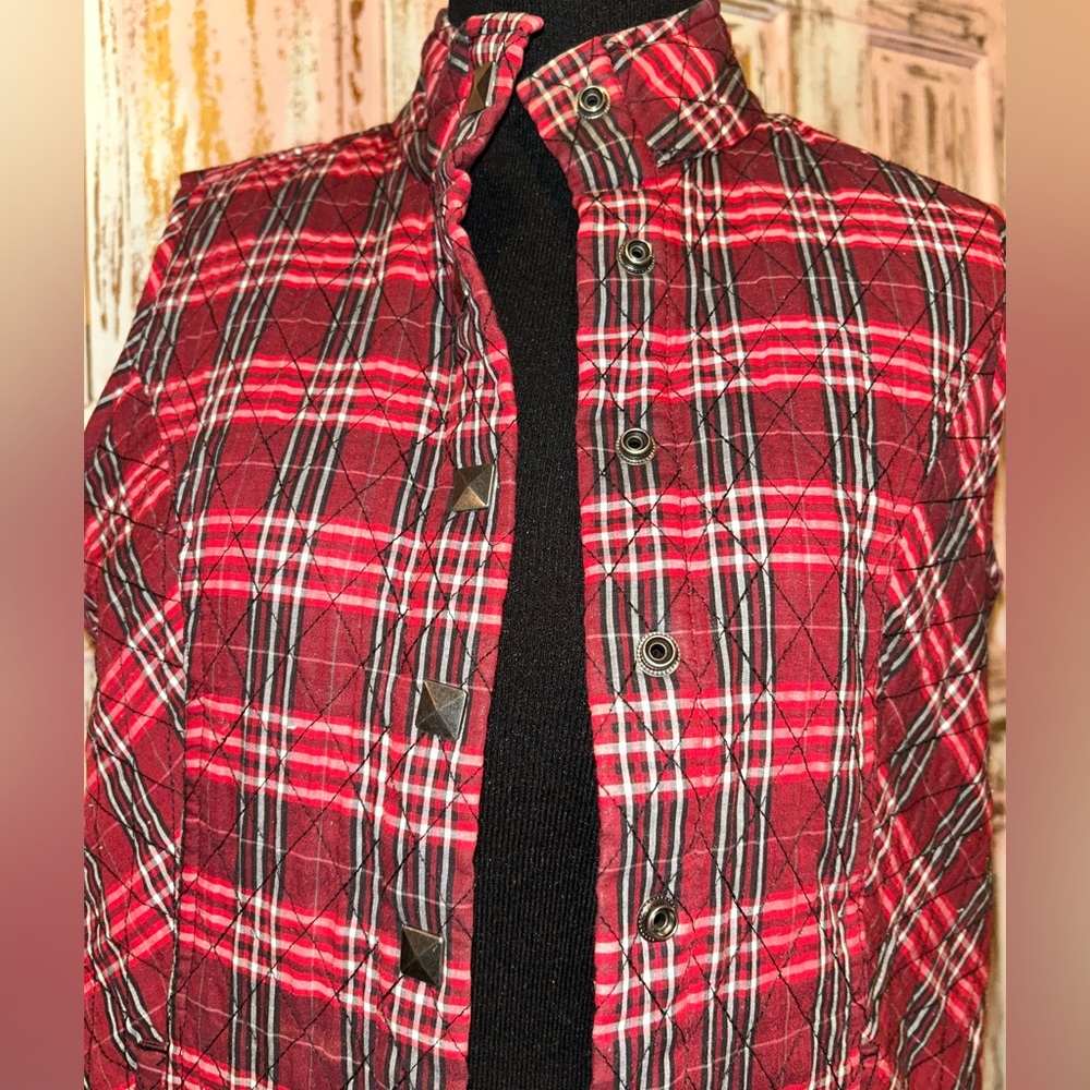 Christopher & Banks Red and Black Checkered Vest - Picture 2 of 7